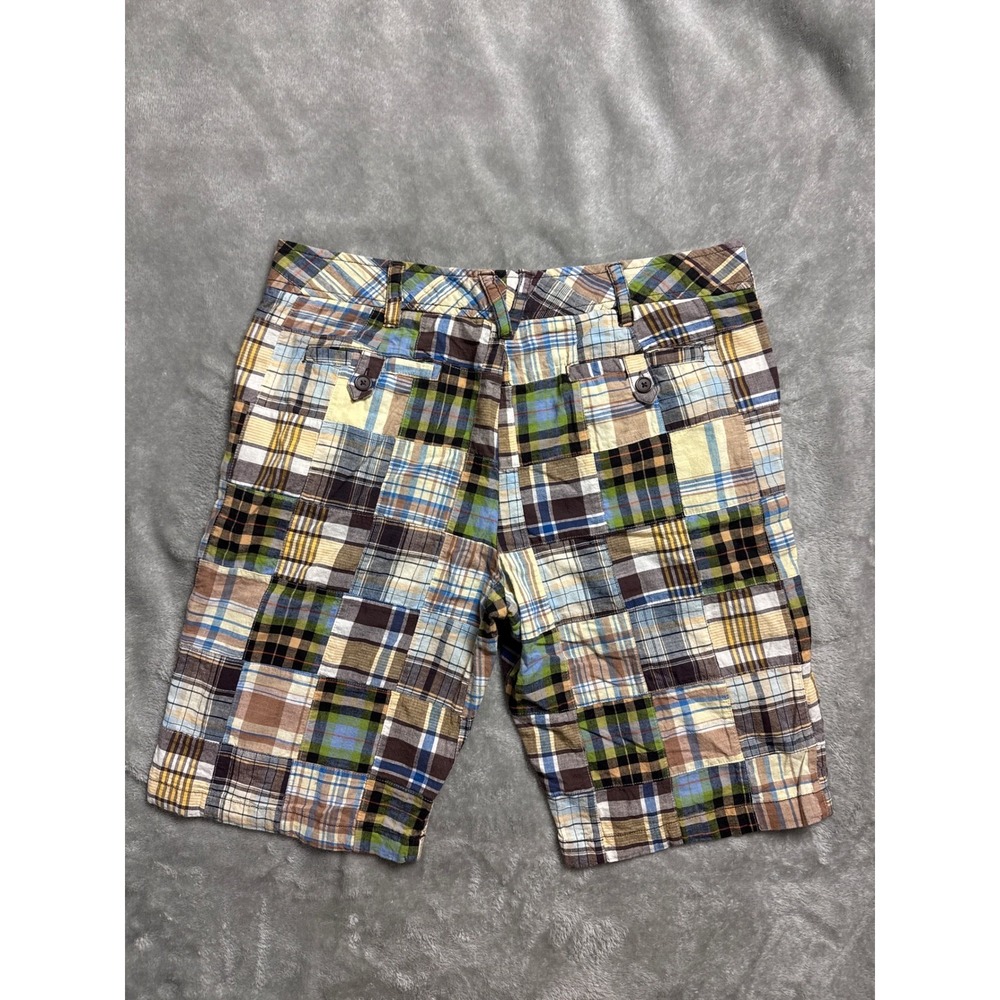Larry Levine Patchwork Madras Shorts Mens 34 Multi Color Excellent Plaid Cotton - Picture 2 of 6